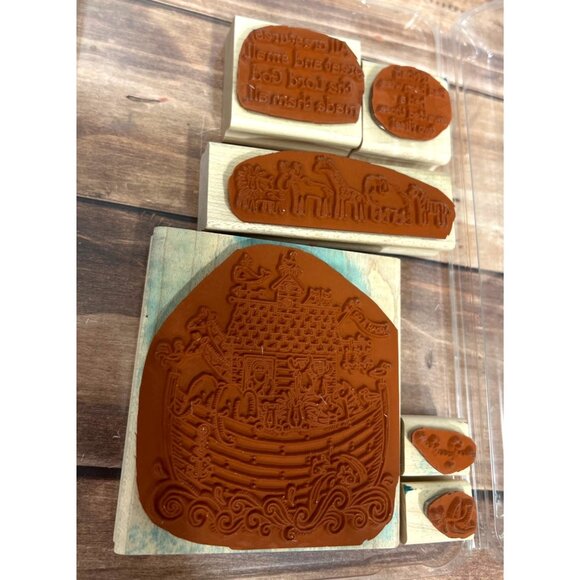 Stampin' Up! Noah & Co Noahs Ark Wood Mounted Stamp set of 6 Bible two by two - Picture 5 of 5